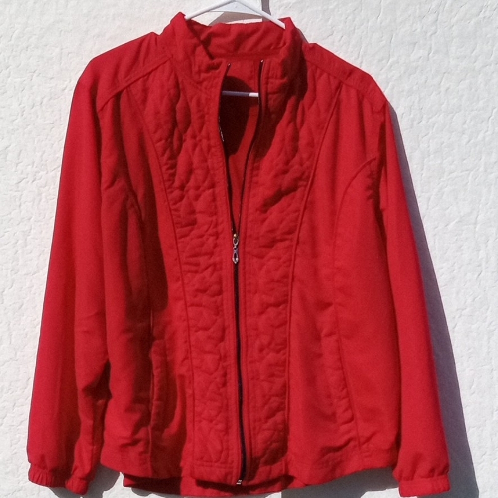 Three Hearts Vibrant Red Puffer Jacket